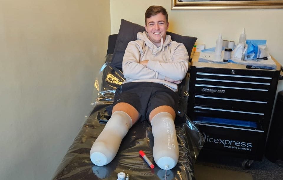 18-year-old takes first step after horrific accident claims both legs
