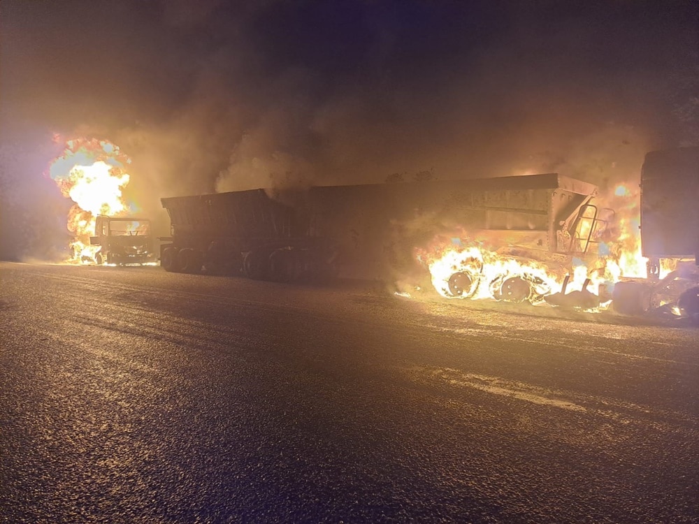More trucks burning
