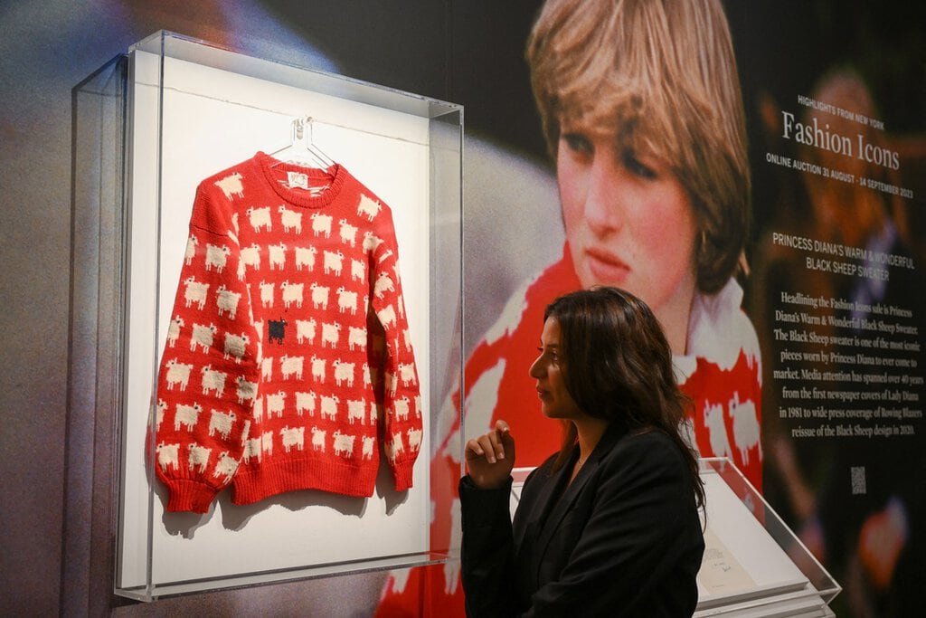 The late Princess Diana's iconic sheepskin sweater sells for millions